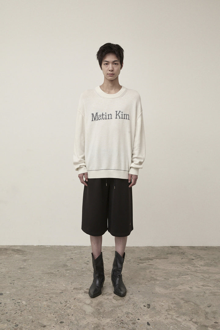 Matin Kim Color Trim Line Logo Pullover — Ivory