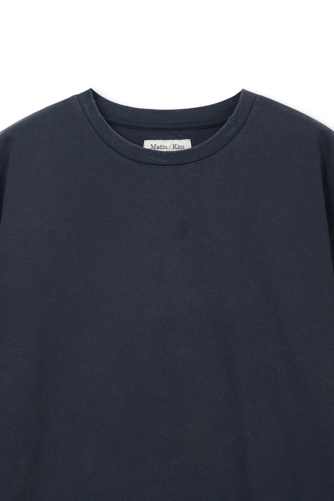 Matin Kim Raw Cut Graffiti Logo Top — Navy blue