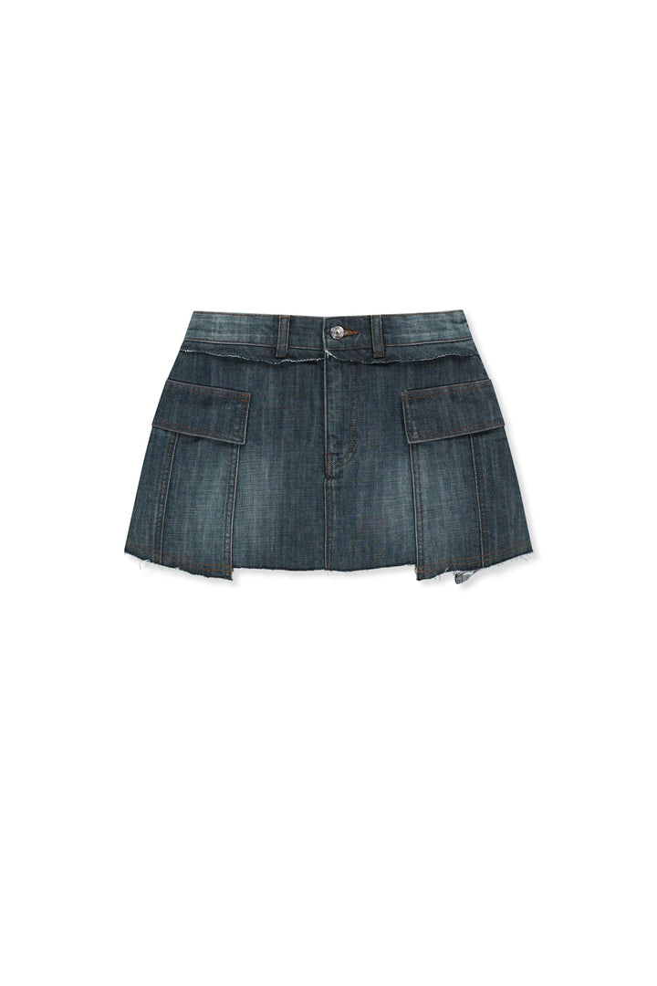 Matin Kim Cargo Mini Denim Skort — Blue