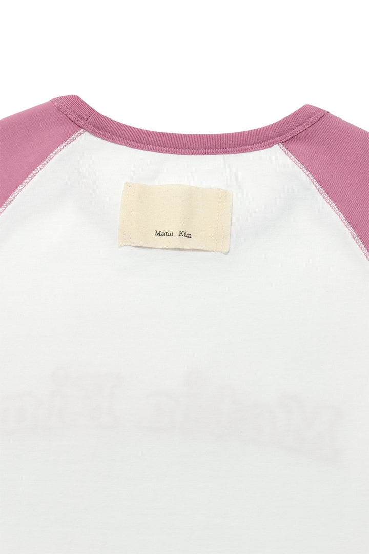 Matin Kim Flower Stitch Raglan Logo Top — Pink