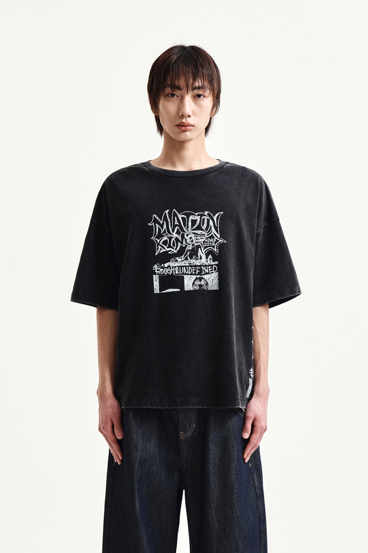 Matin Kim Vintage Graffiti Artwork Top — Black