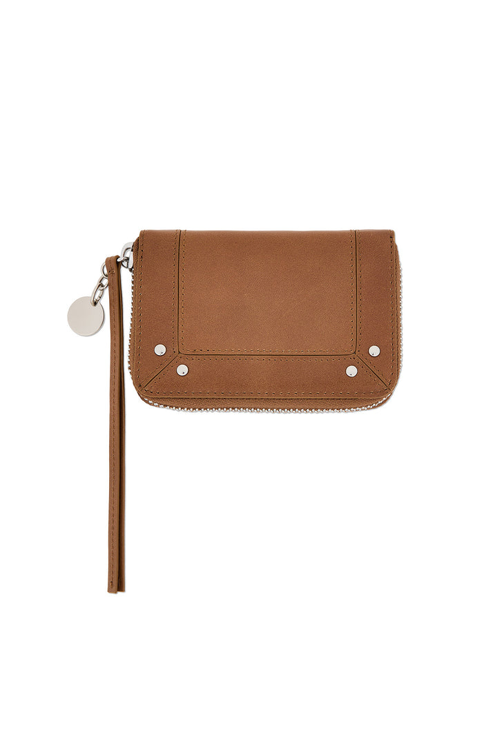 Matin Kim Steel Logo Rivet Compact Wallet — Camel