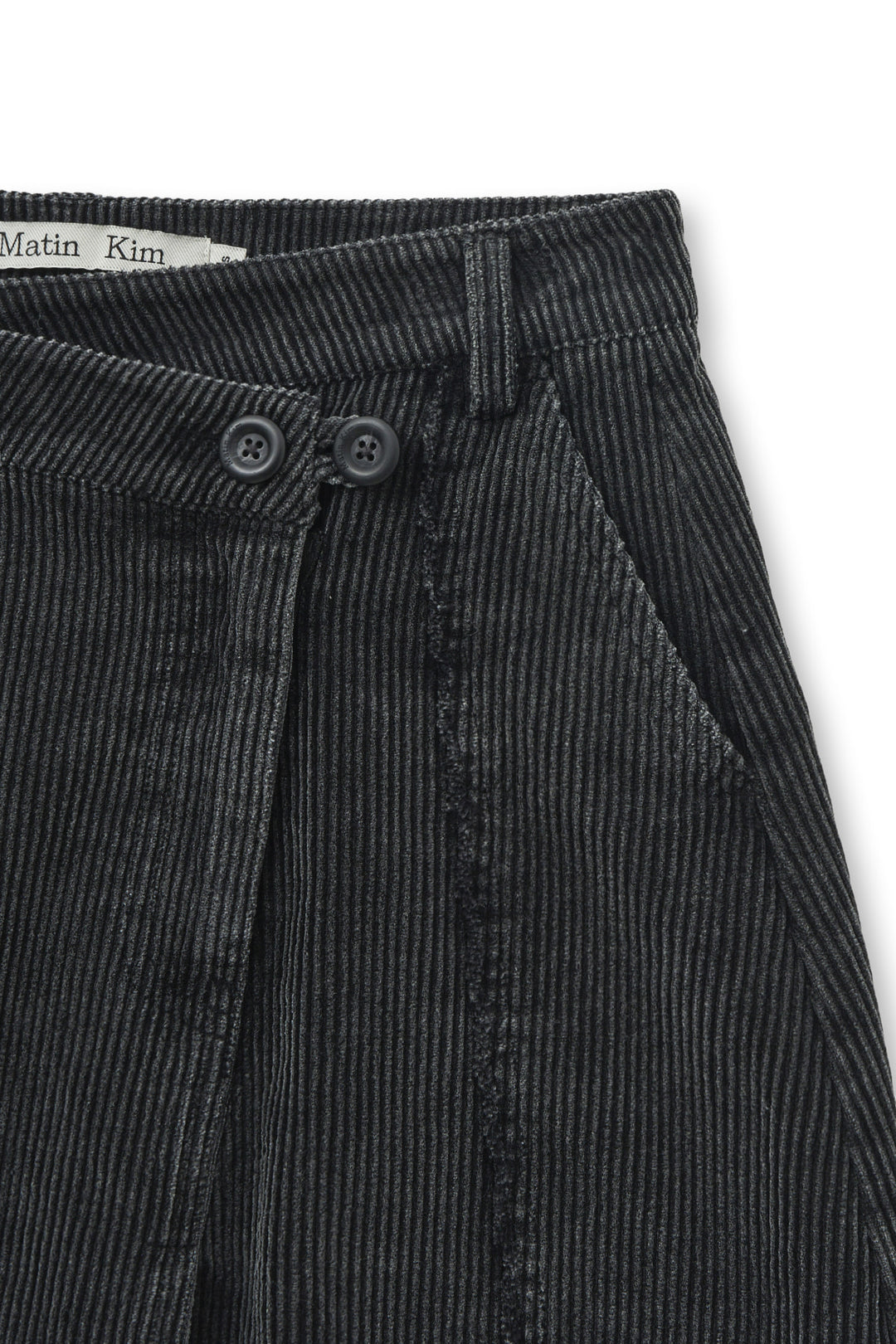 Matin Kim Washed Corduroy Wrap Skirt — Black