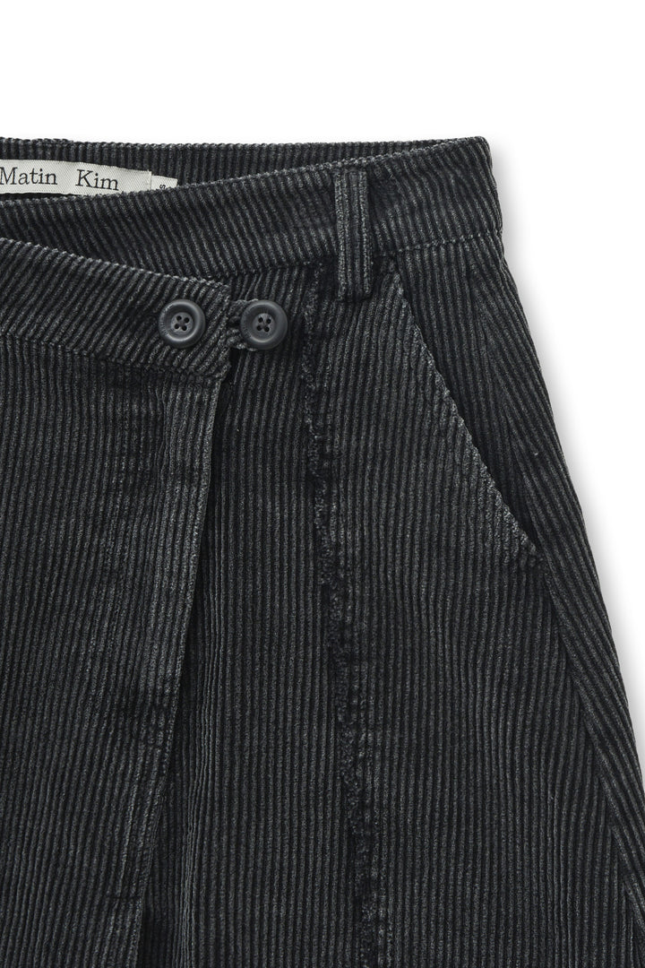 Matin Kim Washed Corduroy Wrap Skirt — Black