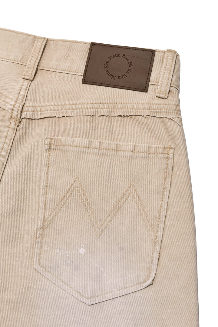 Matin Kim Unbalance Cut Point Vintage Cotton Pants — Beige