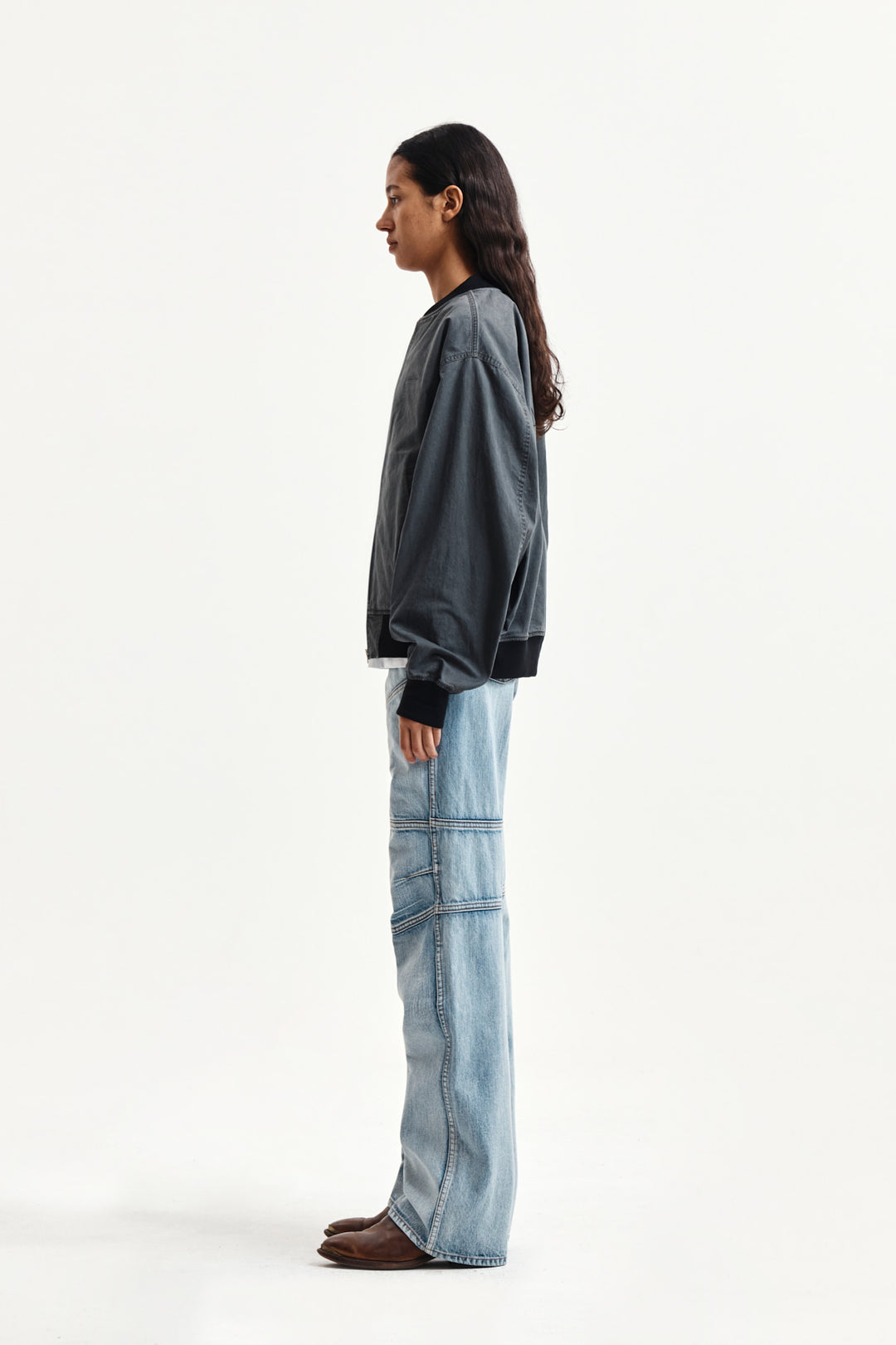 Matin Kim Vintage Washed Back Logo Jumper — Charcoal