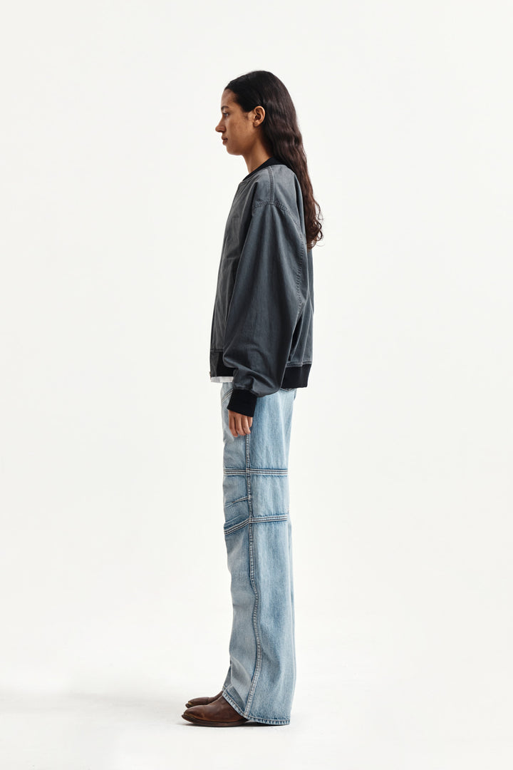 Matin Kim Vintage Washed Back Logo Jumper — Charcoal