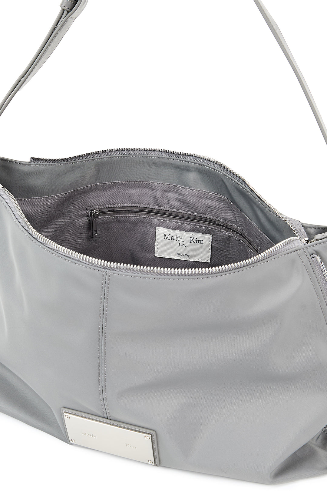 Matin Kim Side Zipper Fabric Shoulder Bag — Gray