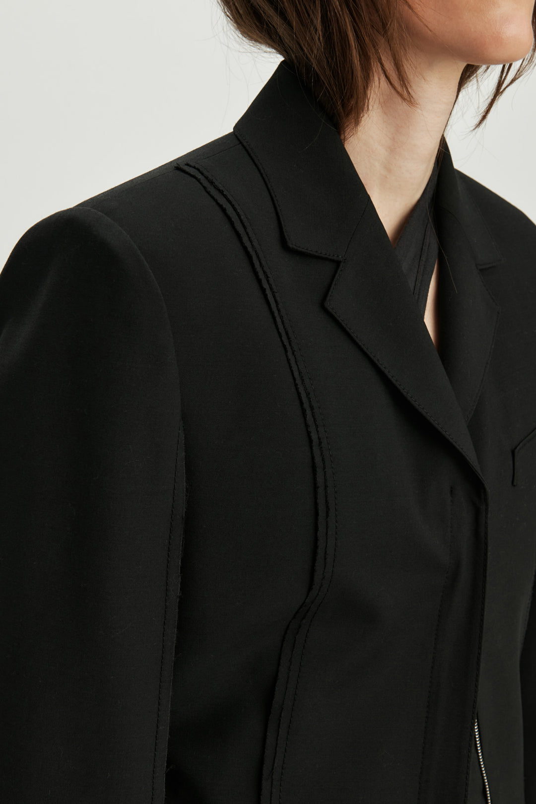 KIMMATIN Zipper Point Tailored Jacket — Black