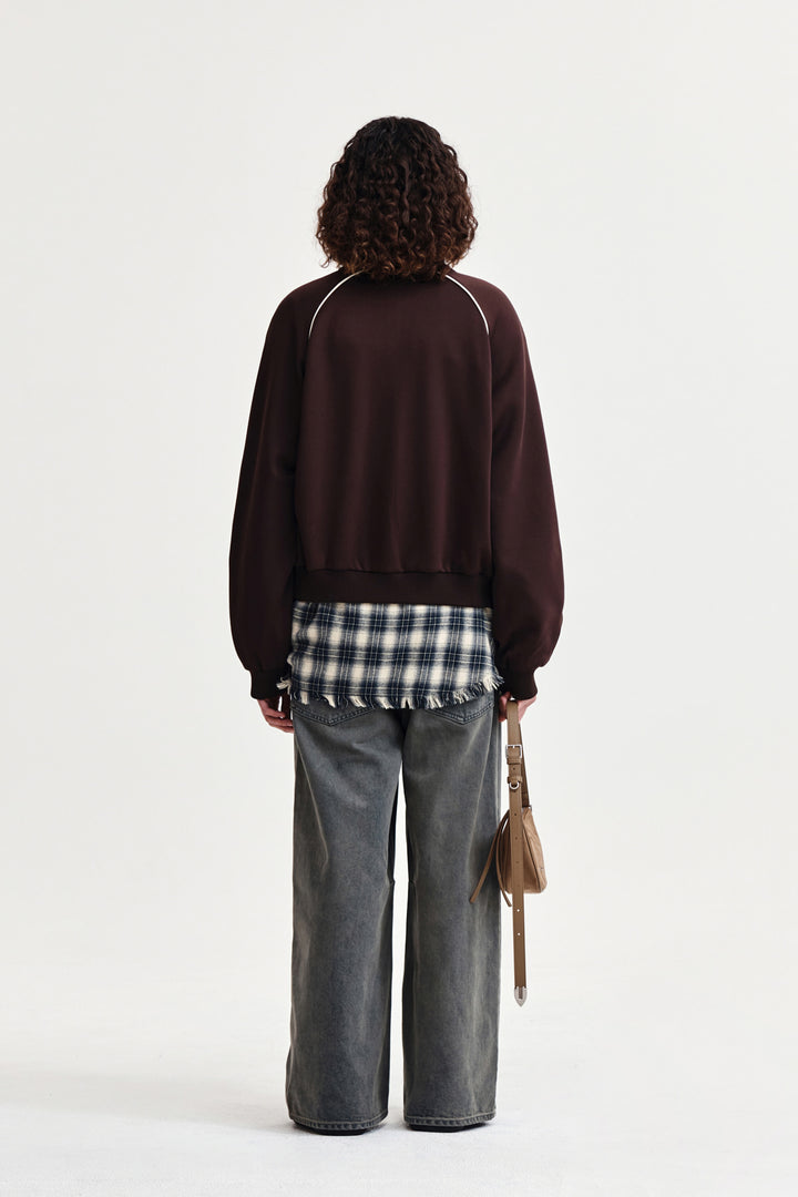 Matin Kim Heart Logo Track Jumper — Brown
