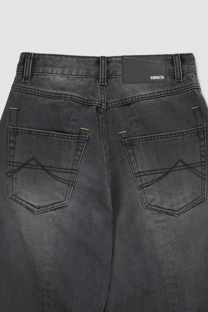 KIMMATIN Washed Wide Denim in Dark — Gray