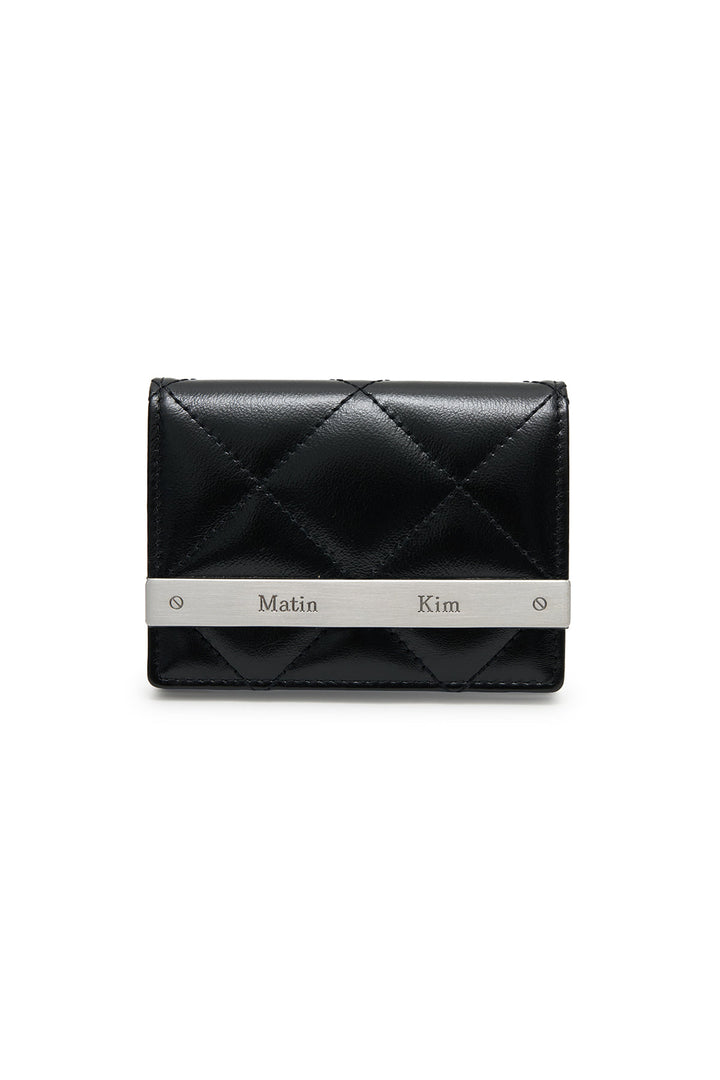 Matin Kim Puff Quilt Leather Wallet — Black