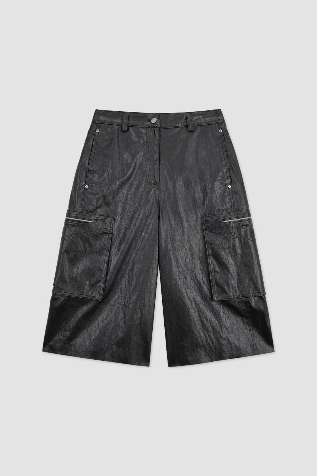 KIMMATIN Pocket Point Leather Bermuda — Black