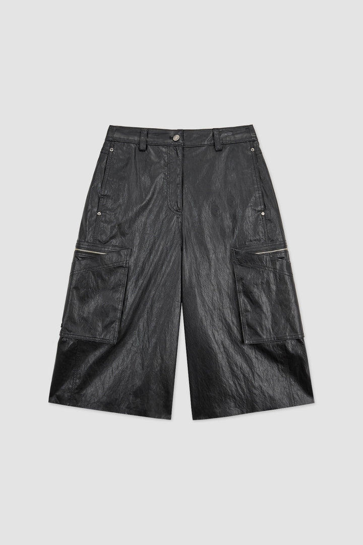 KIMMATIN Pocket Point Leather Bermuda — Black