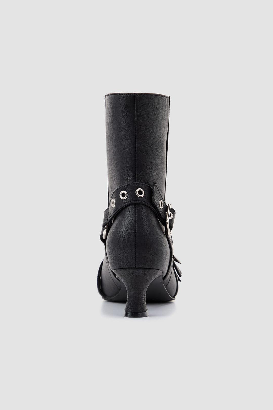 KIMMATIN Laminated Leather Stiletto Ankle Boot — Black