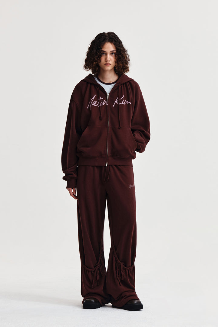 Matin Kim Drawstring Point Sweatpants — Burgundy