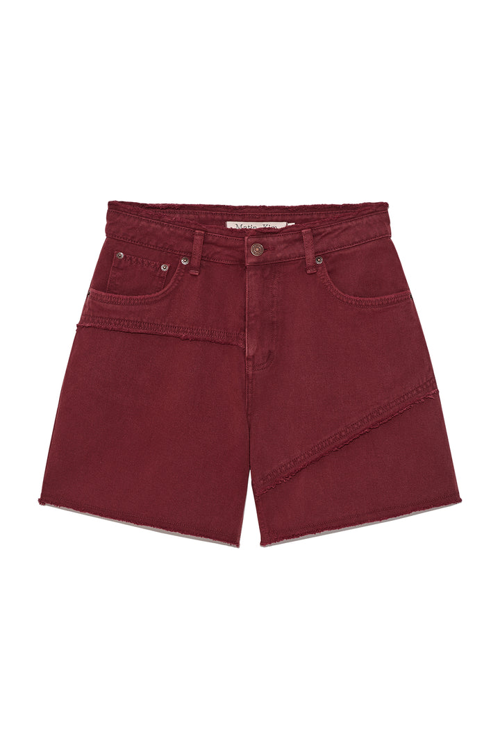 Matin Kim Cut Line Point Denim Shorts — Red