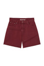 Matin Kim Cut Line Point Denim Shorts — Red