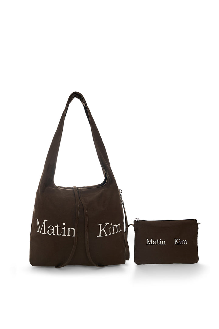 Matin Kim Logo Point Round Ecobag Khaki — Brown