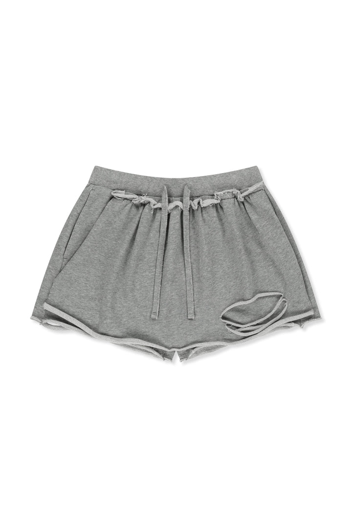 Matin Kim Distressed Terry Skort Shorts — Gray
