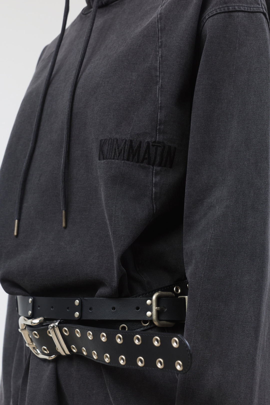 KIMMATIN Back Open Hoody Jersey Dress — Charcoal