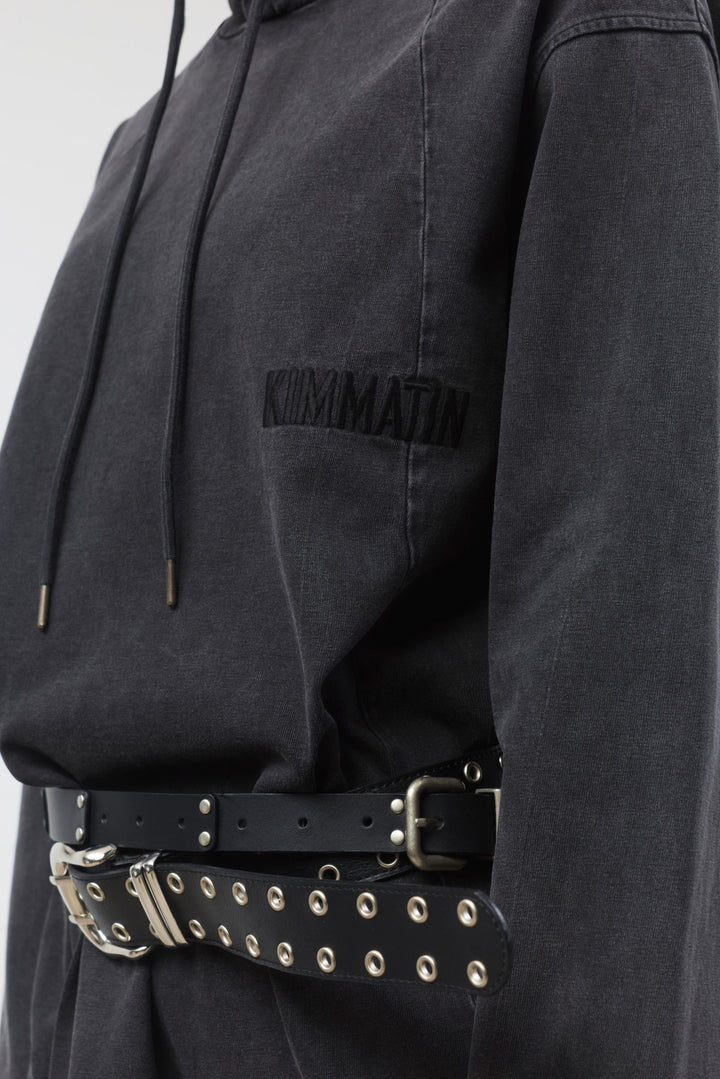 KIMMATIN Back Open Hoody Jersey Dress — Charcoal