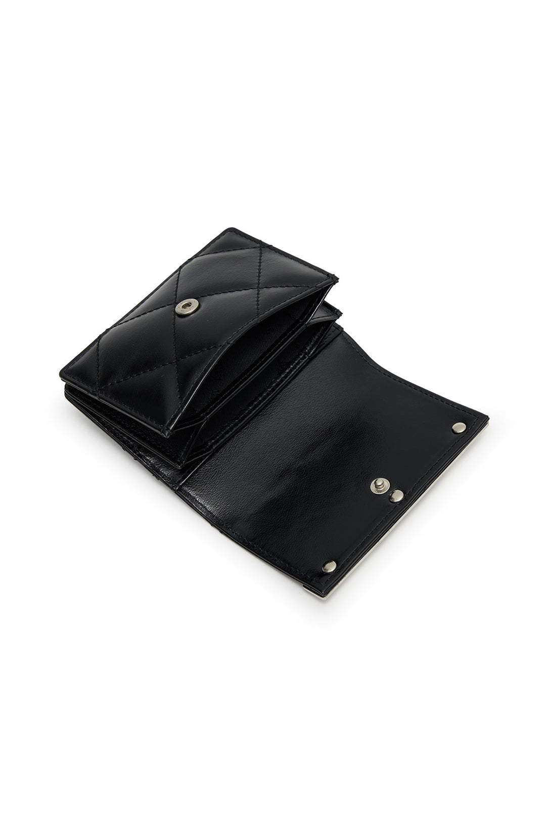 Matin Kim Puff Quilt Leather Wallet — Black