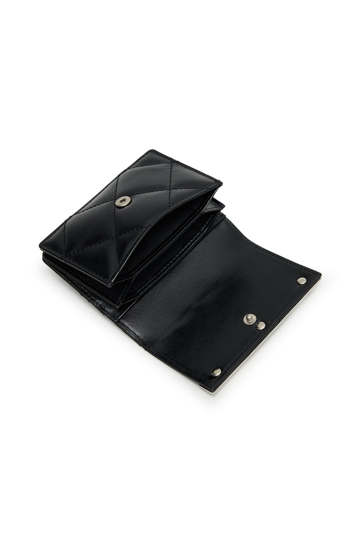 Matin Kim Puff Quilt Leather Wallet — Black