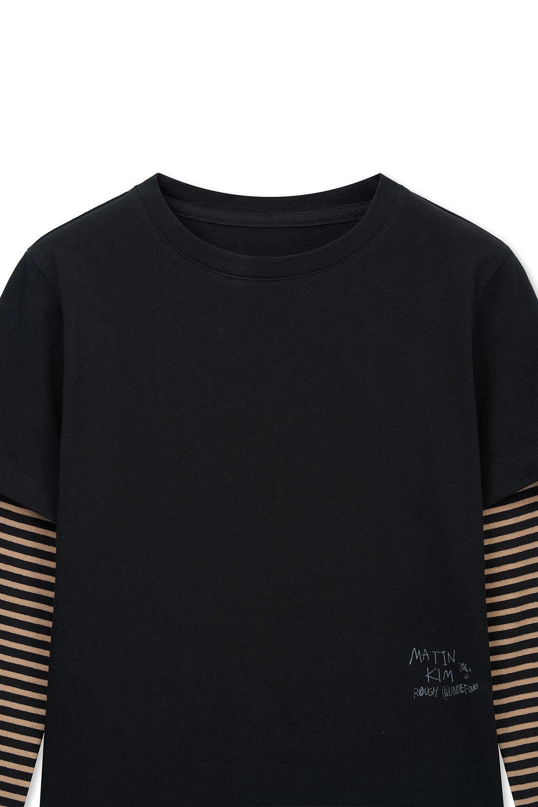 Matin Kim Graffiti Logo Stripe Layered Top — Black