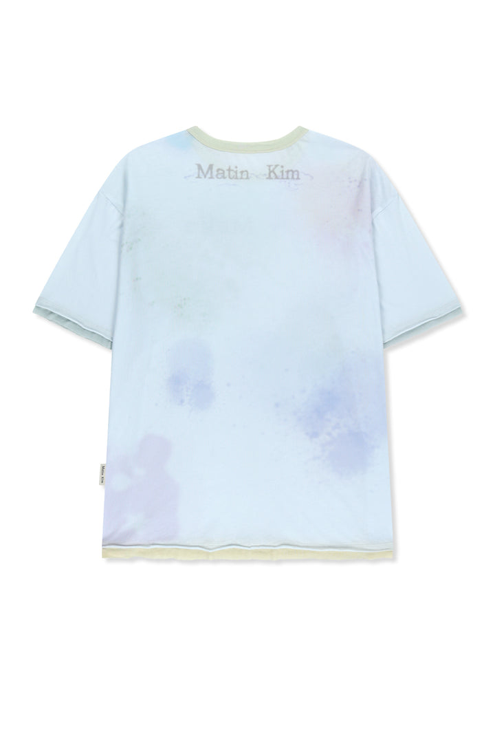 Matin Kim Sketch Graffiti Over Fit Top — Light Blue
