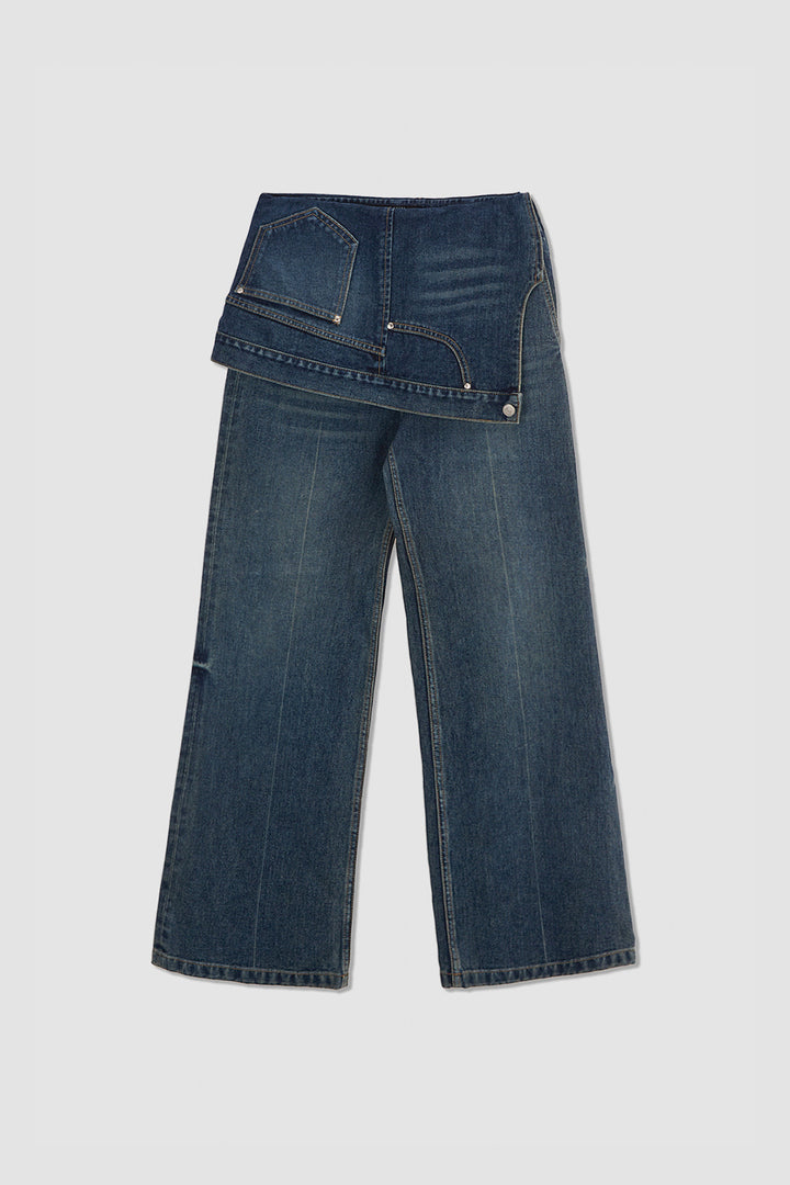 KIMMATIN Upside Down Layered Denim Smoke — Blue