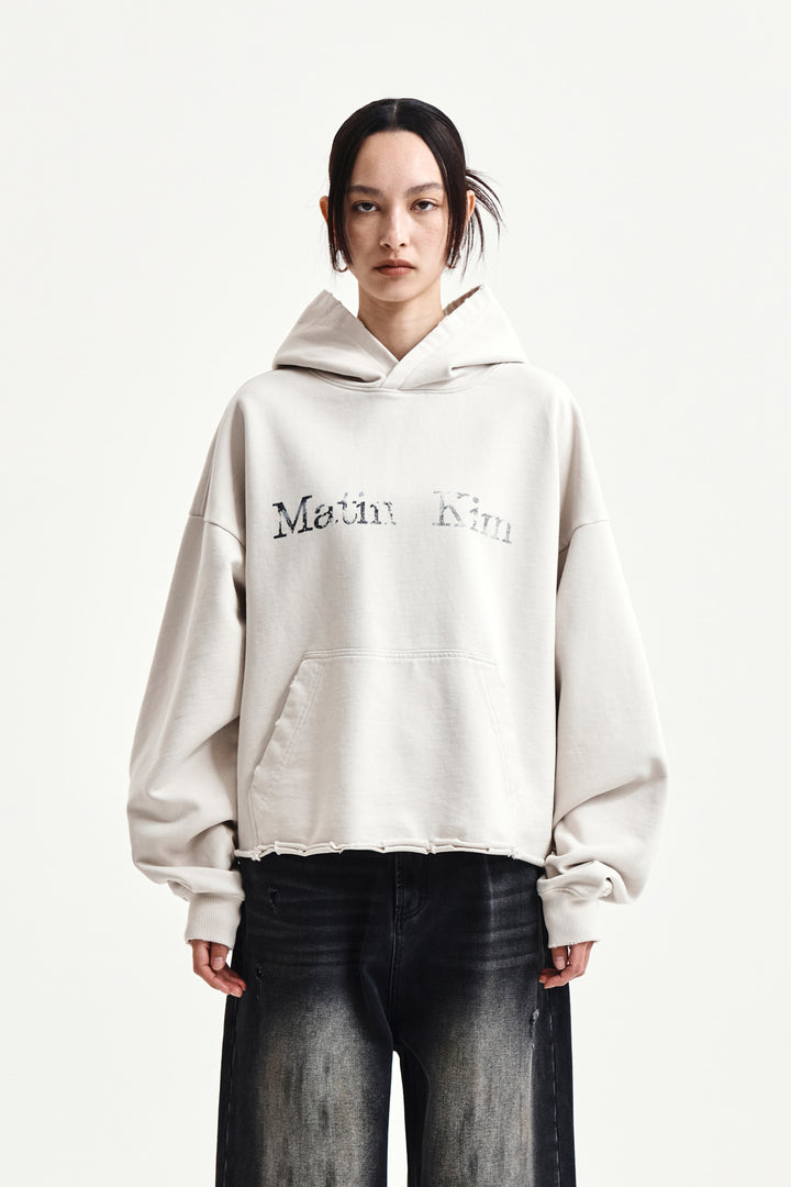 Matin Kim Raw Edge Hem Sweat Hoody — Beige