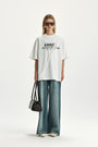 KIMMATIN Pintuck Wide Denim Pants — Blue