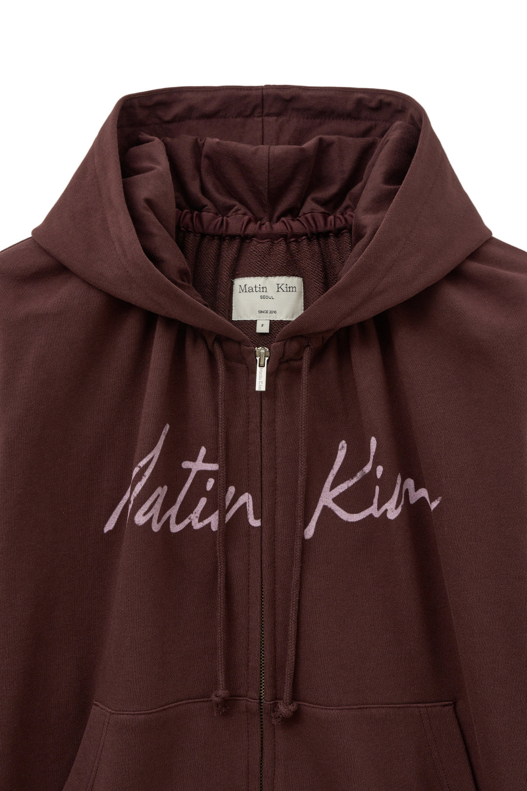 Matin Kim Drawstring Point Zip Up Hoody — Burgundy