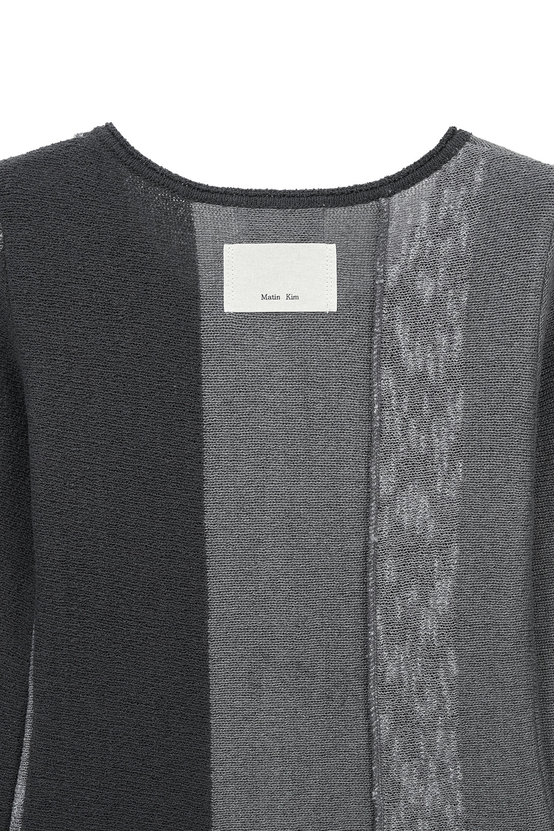 Matin Kim Color Block Slim Knit Cardigan — Charcoal