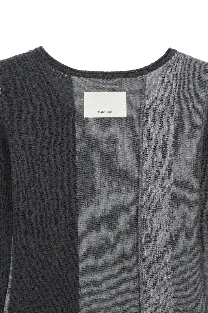 Matin Kim Color Block Slim Knit Cardigan — Charcoal