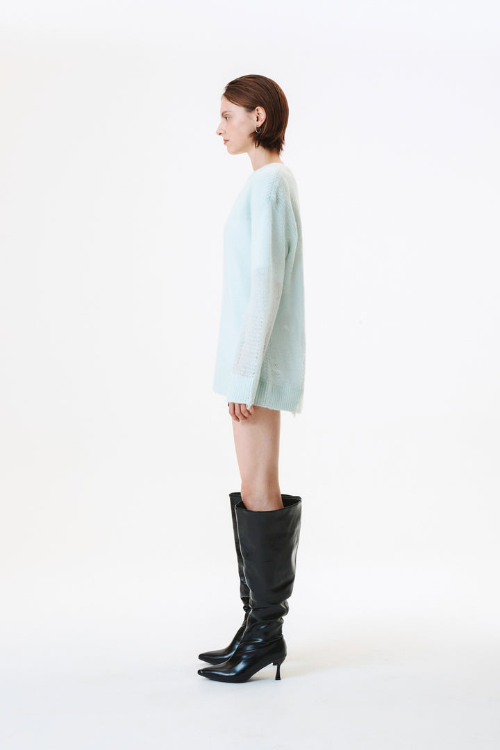 KIMMATIN Damage Detail Logo Pullover — Mint