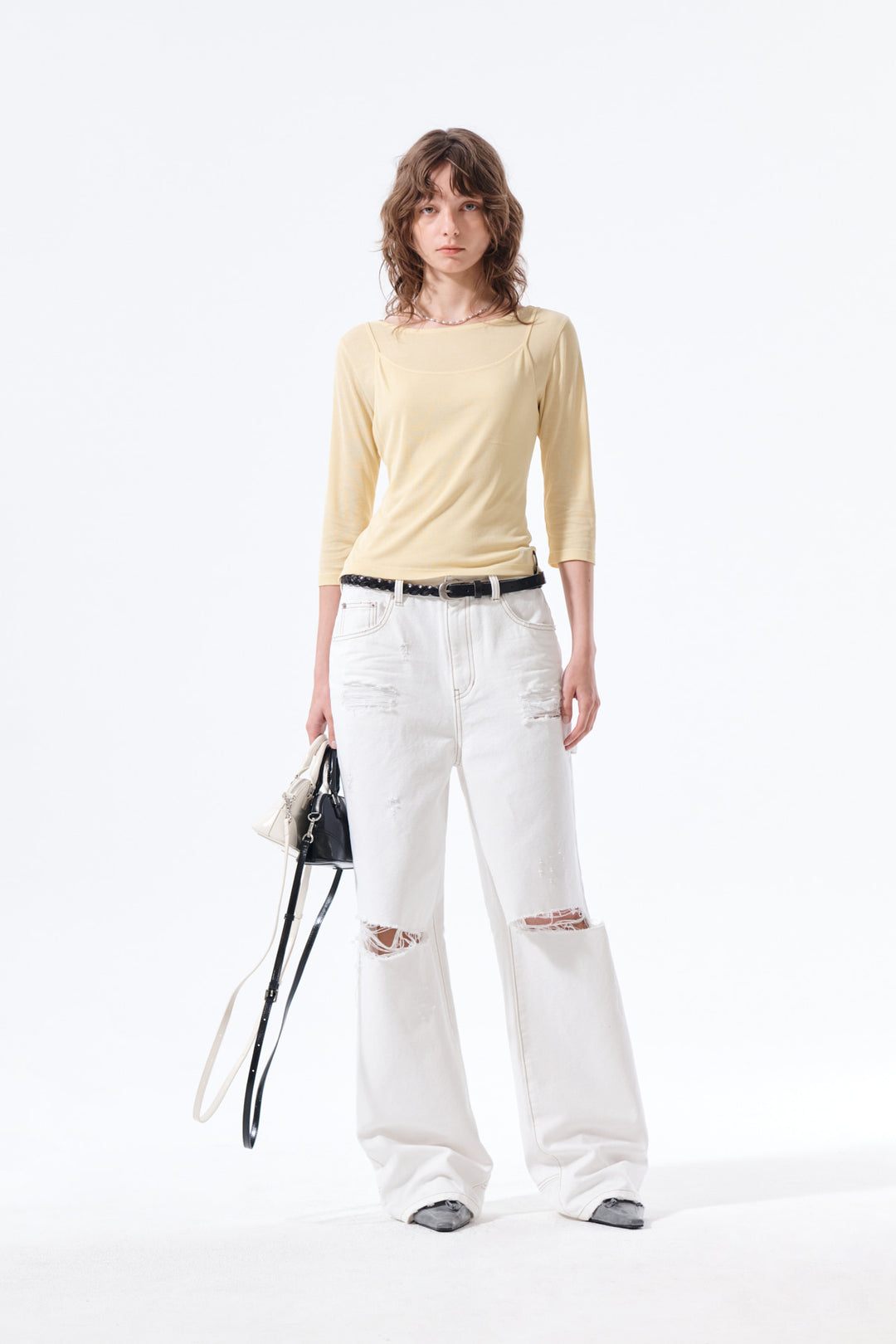 Matin Kim 3/4 Sleeve Layered Tank Top — Yellow