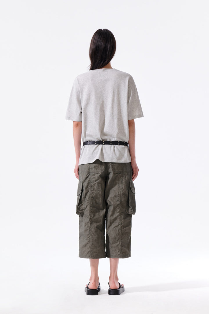 Matin Kim Portrait Graffiti Logo Top — Light Grey