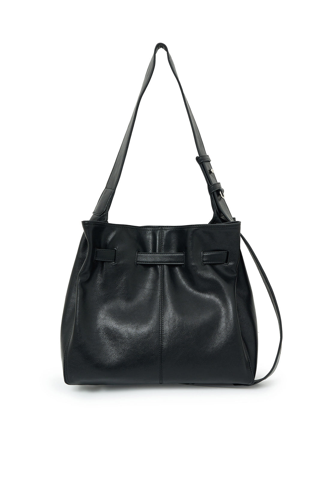Matin Kim Belted Volunn Mid Bucket Bag — Black