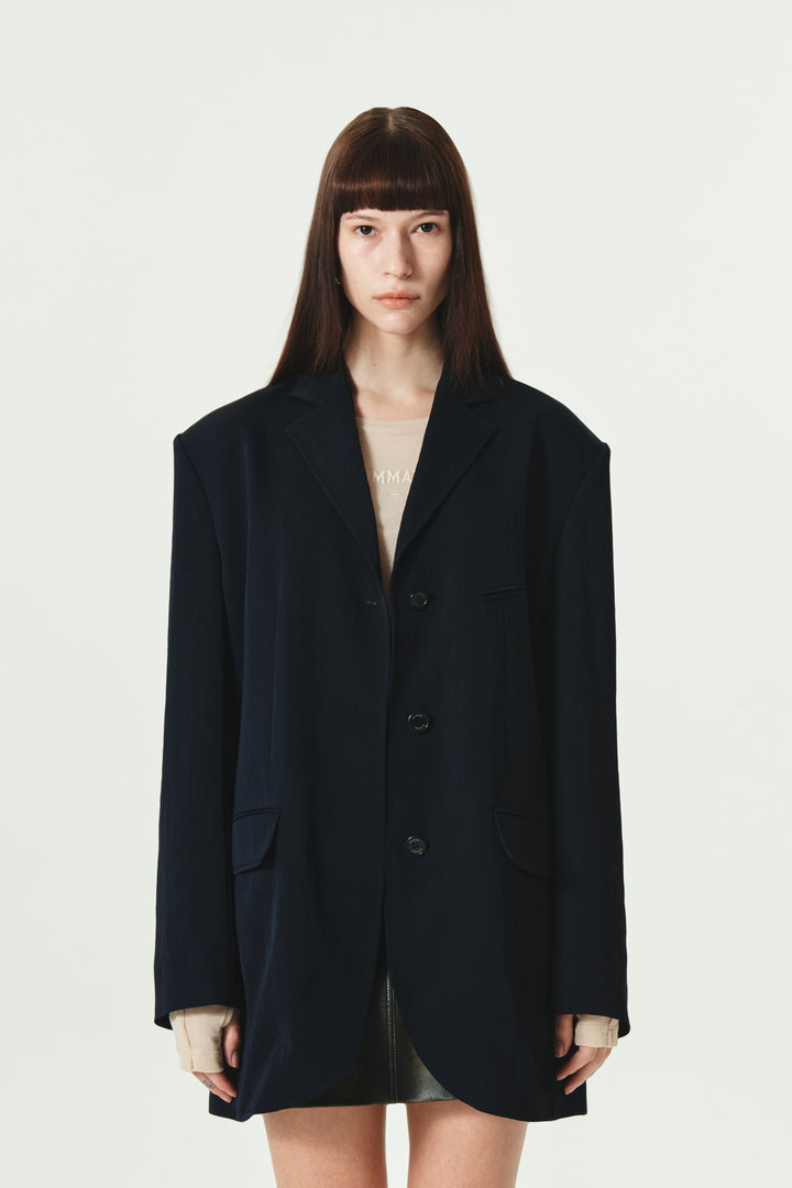KIMMATIN Tailored Overfit Single Jacket — Dark Navy