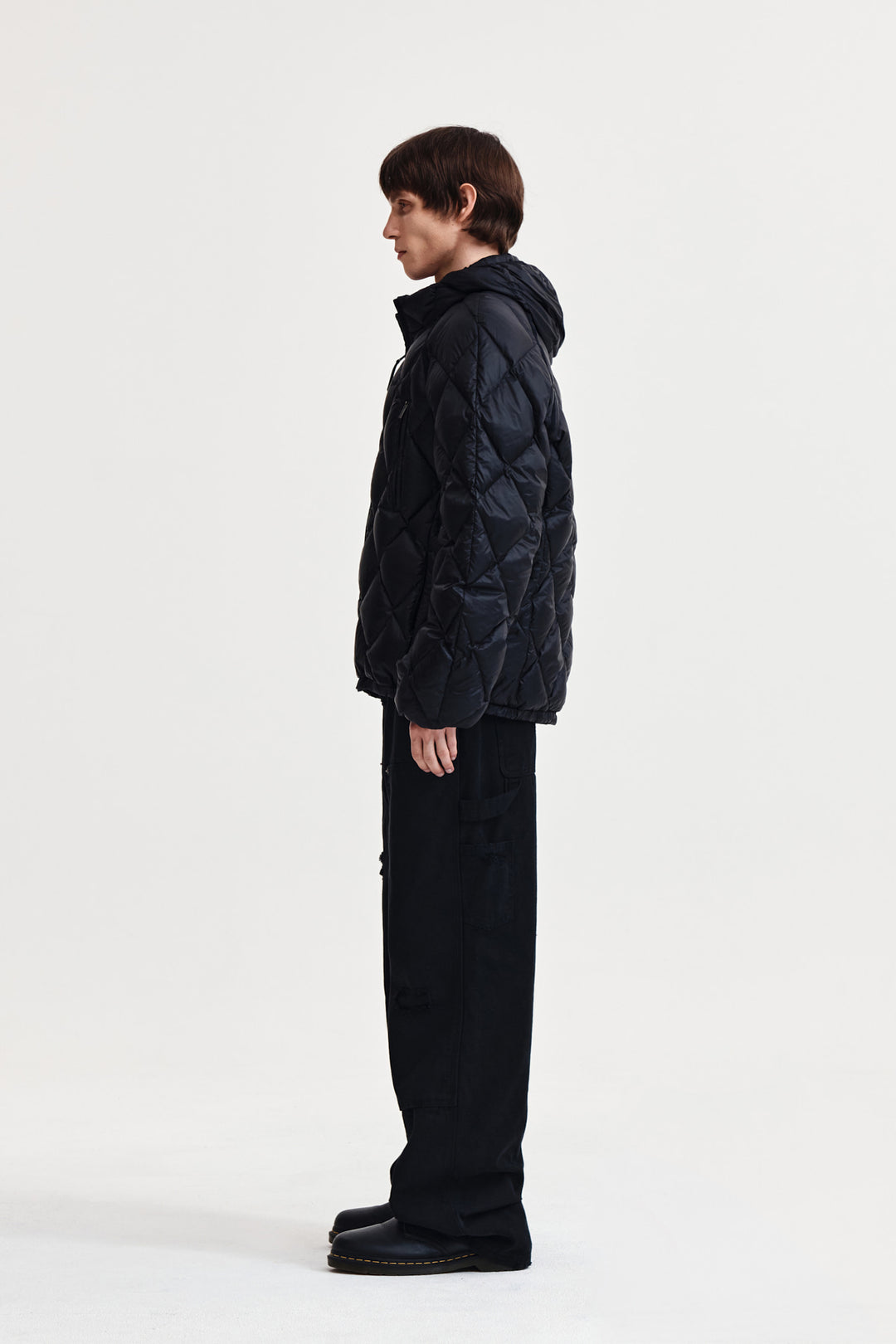 Matin Kim Quilting Hoody Lightweight Jumper — Black