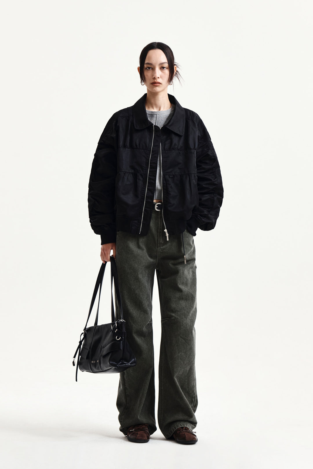 Matin Kim Dart Point Denim Pants — Khaki