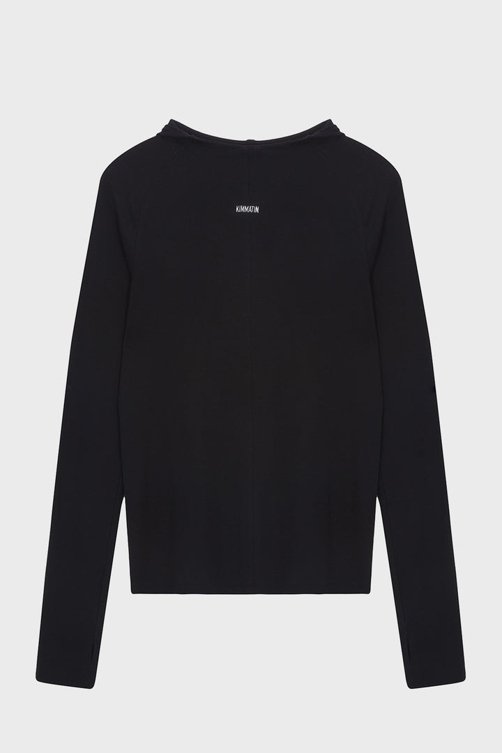KIMMATIN Slim Hoody Jersey Top — Black
