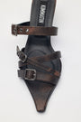 KIMMATIN Buckle Strap Sandal Heels — Brown