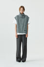 KIMMATIN Waist Point Belted Wool Trouser — Gray