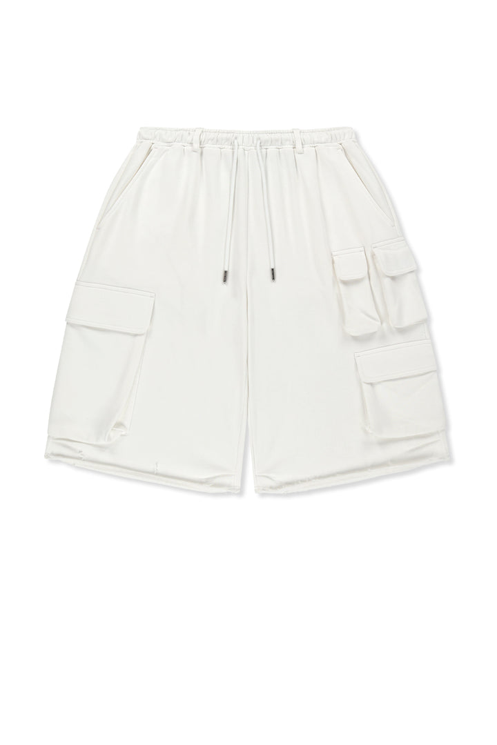 Matin Kim Terry Utility Pocket Bermuda — White