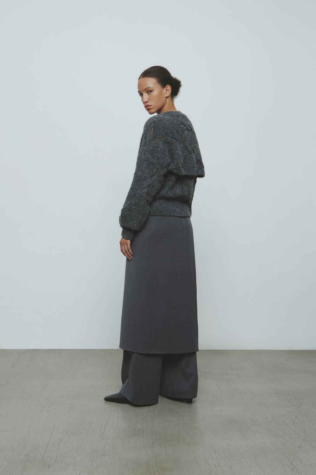 KIMMATIN Skirt Wrap Layered Pants — Gray
