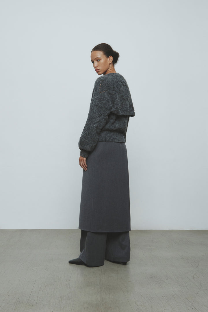KIMMATIN Skirt Wrap Layered Pants — Gray