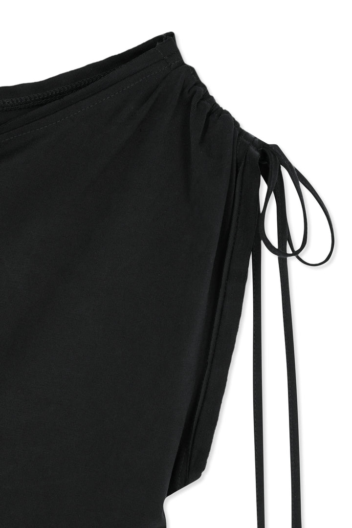 Matin Kim Draped Asymmetric Sleeveless Top — Black